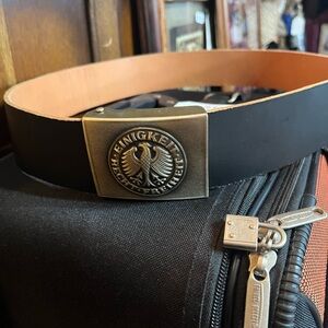 German belt buckle and belt 40” black